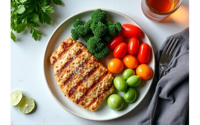 Plato de comida saludable con vegetales frescos