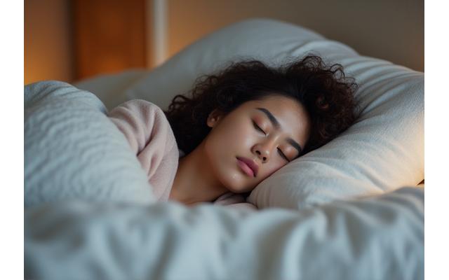 Persona durmiendo plácidamente en una cama cómoda