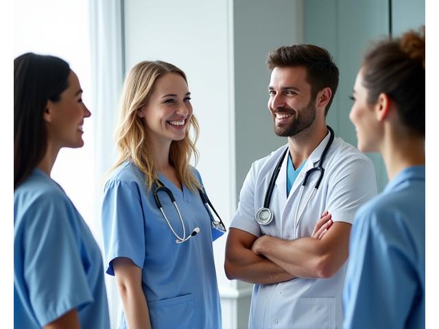 Imagen de red de expertos: grupo de profesionales médicos de diversas especialidades